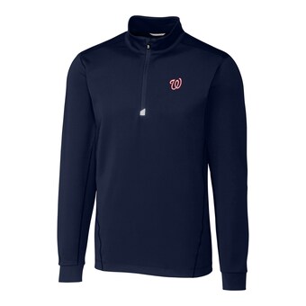 Men's Washington Nationals Cutter & Buck Navy Big & Tall Traverse Half-Zip Pullover Jacket