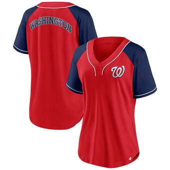 Women's Washington Nationals Fanatics Red Ultimate Style Raglan V-Neck T-Shirt