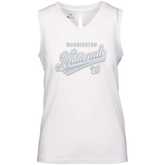 Women's Washington Nationals  Levelwear White  Paisley Sweep V-Neck Tank Top