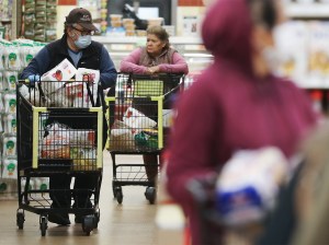 Seniors shop for groceries during special hours amid the COVID-19 pandemic