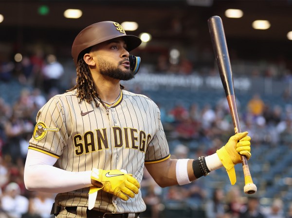 Fernando Tatis Jr. of the San Diego Padres warms up