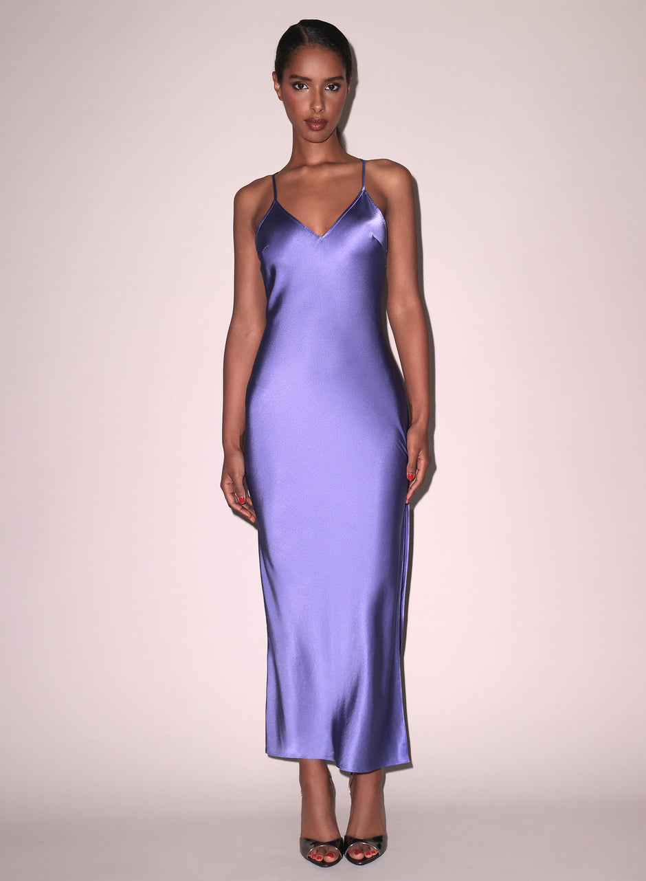 Periwinkle - Maxi High Slit Slip Dress | Fleur du Mal