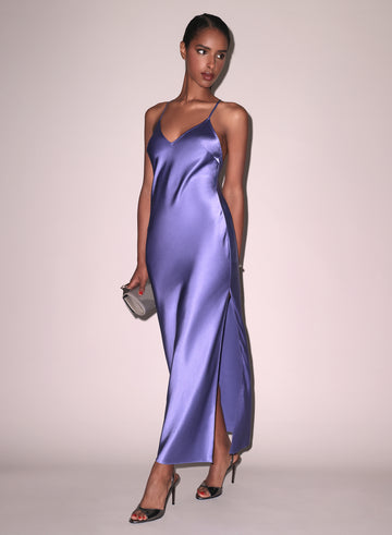 Periwinkle - Maxi High Slit Slip Dress | Fleur du Mal