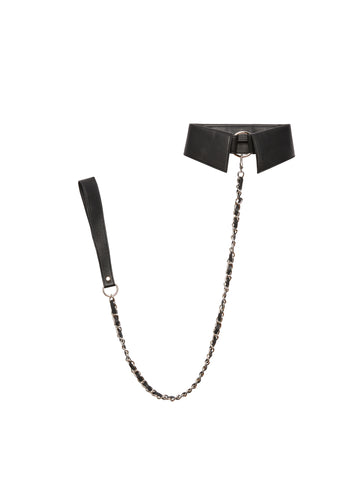 Black - Leather Collar with Detachable Lead | Fleur du Mal