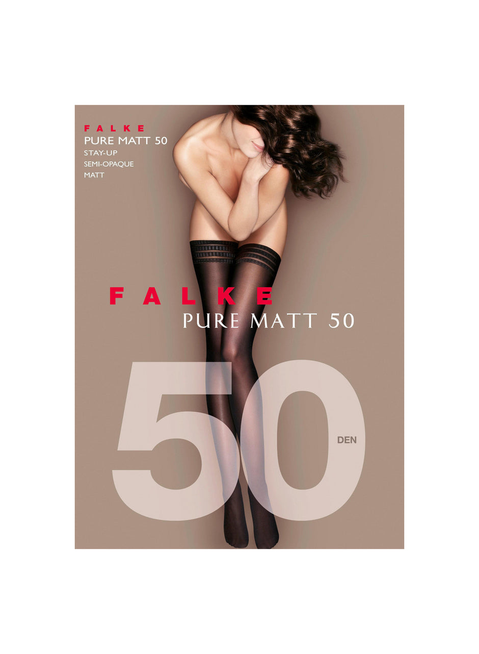 Black - Falke Pure Matte 50 Stay Up Stockings | Fleur du Mal