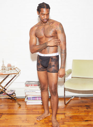 Black - Men's Bouquet Lace Boxer Brief | Fleur du Mal