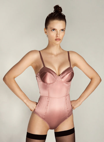 Rose pink - Satin Bullet Bodysuit | Fleur du Mal