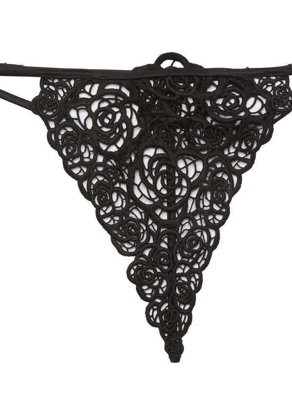 Black - Fleur Guipure V-String | Fleur du Mal