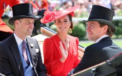 kate middleton, royal ascot, 2023, red dress, hat, prince william, ascot england