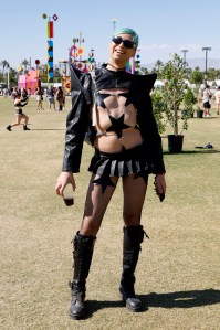INDIO, CALIFORNIA - APRIL 21: (FOR EDITORIAL USE ONLY) Festivalgoer attends the 2024 Coachella Valley Music and Arts Festival at Empire Polo Club on April 21, 2024 in Indio, California. (Photo by Frazer Harrison/Getty Images for Coachella)