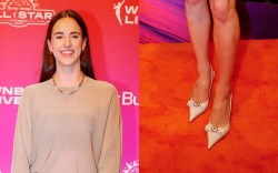 Caitlin Clark walks the orange carpet during the 2024 WNBA All-Star Weekend.