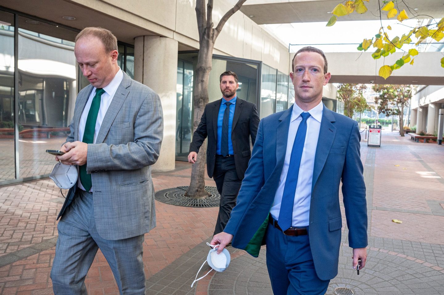 Mark Zuckerberg departs from federal court in San Jose, California on Dec. 20, 2022. 