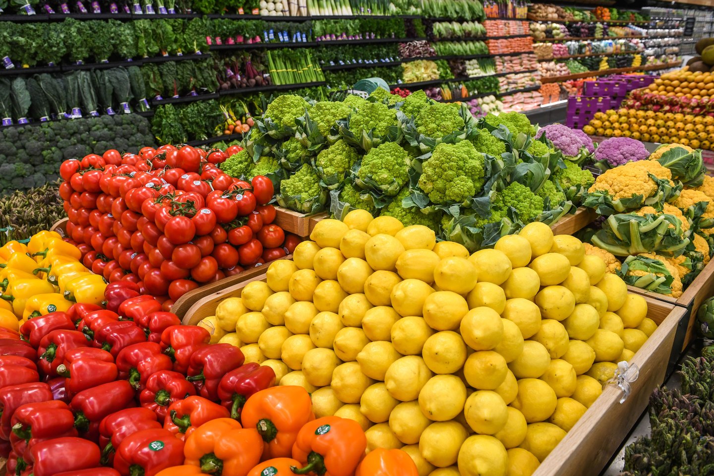 Produce section at a grocery store