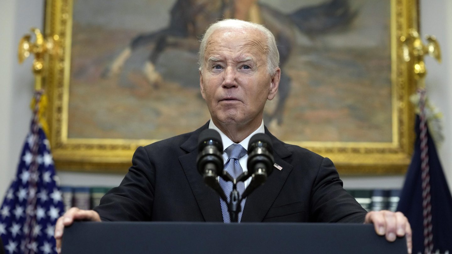 Joe Biden speaking at podium