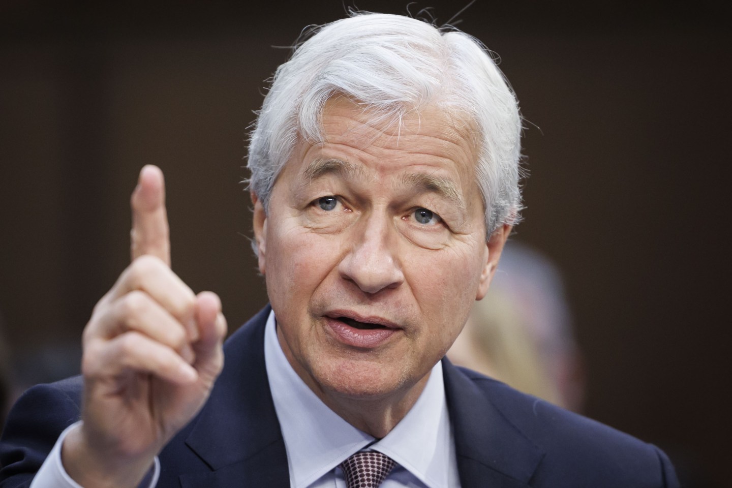 Jamie Dimon, chairman and chief executive officer of JPMorgan Chase &amp; Co., speaks during a Senate Banking, Housing, and Urban Affairs Committee hearing in Washington, DC, US, on Wednesday, Dec. 6, 2023. The heads of the biggest US banks will use the hearing to make their case for watering down rule proposals they argue will harm the economy. Photographer: Ting Shen/Bloomberg via Getty Images