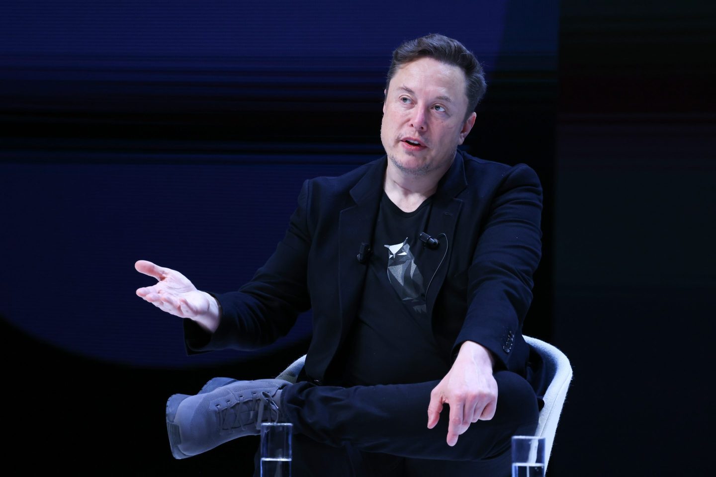 CANNES, FRANCE - JUNE 19: Elon Musk attends &#039;Exploring the New Frontiers of Innovation: Mark Read in Conversation with Elon Musk&#039; session during the Cannes Lions International Festival Of Creativity 2024 - Day Three on June 19, 2024 in Cannes, France. (Photo by Marc Piasecki/Getty Images)
