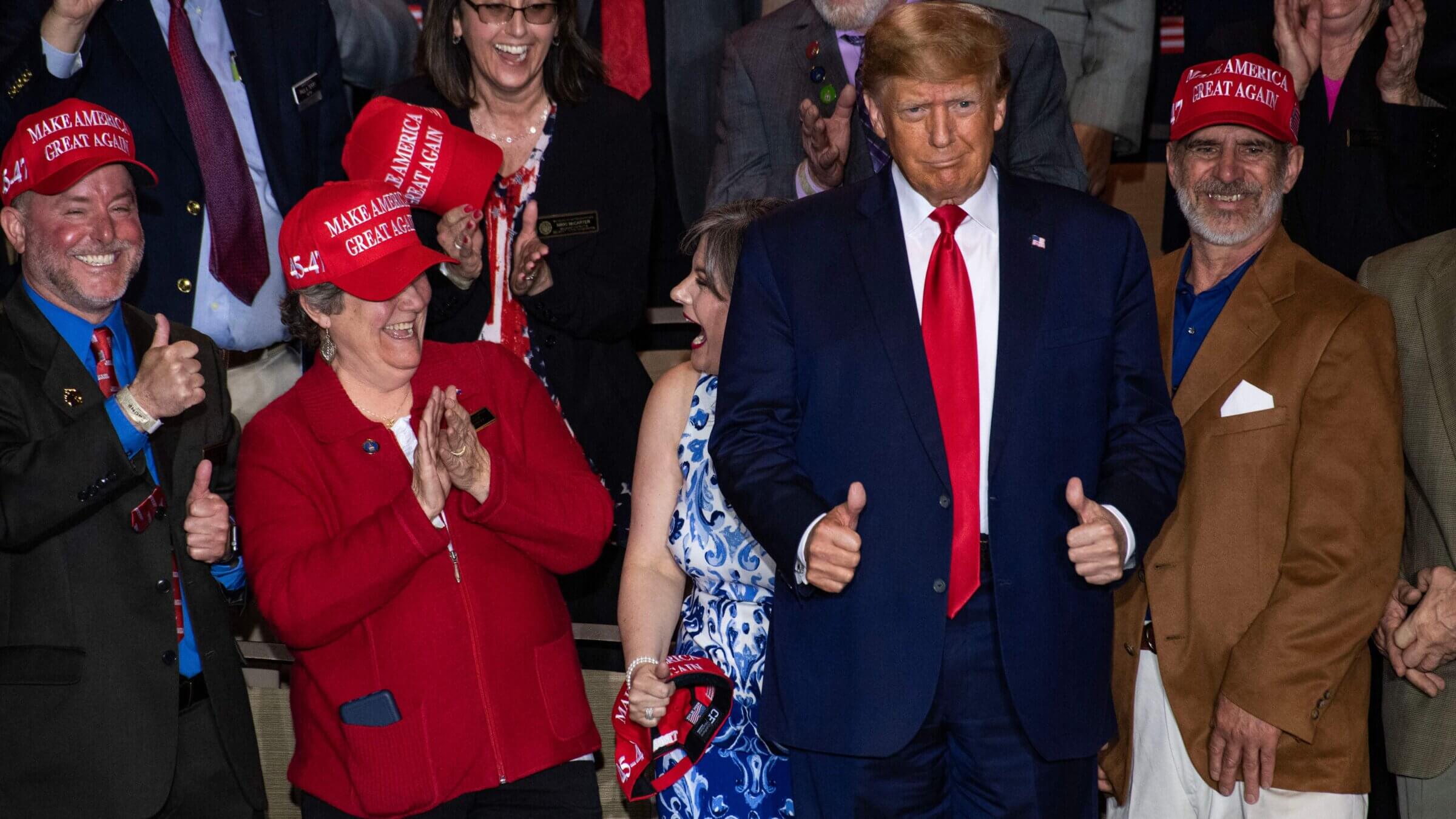 Former US President Donald Trump with followers — showing the kind of influence that the rabbis of the Talmud worried about.