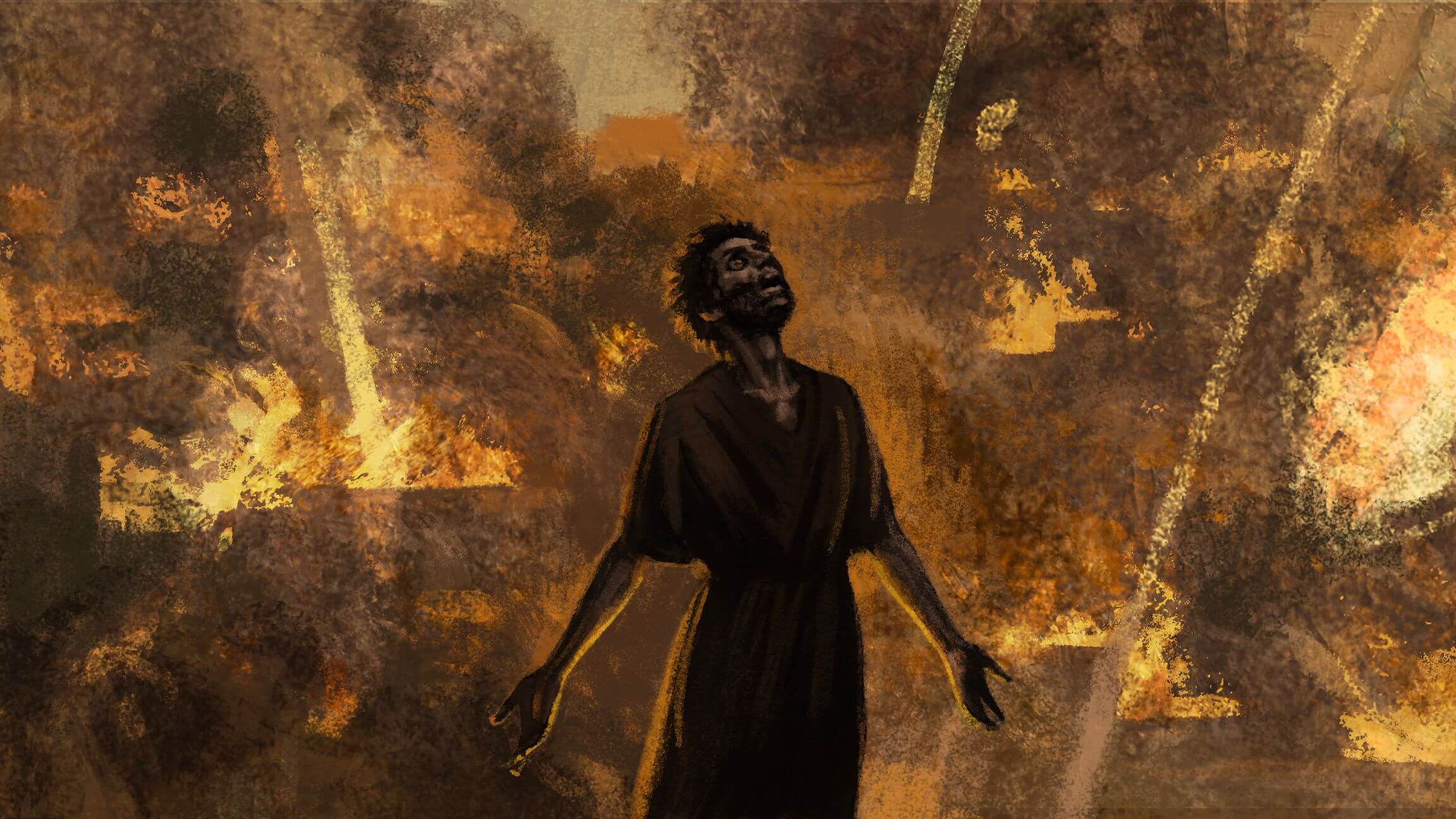 Ben Batich, the leader of one of the rebel groups, as Jerusalem burns.