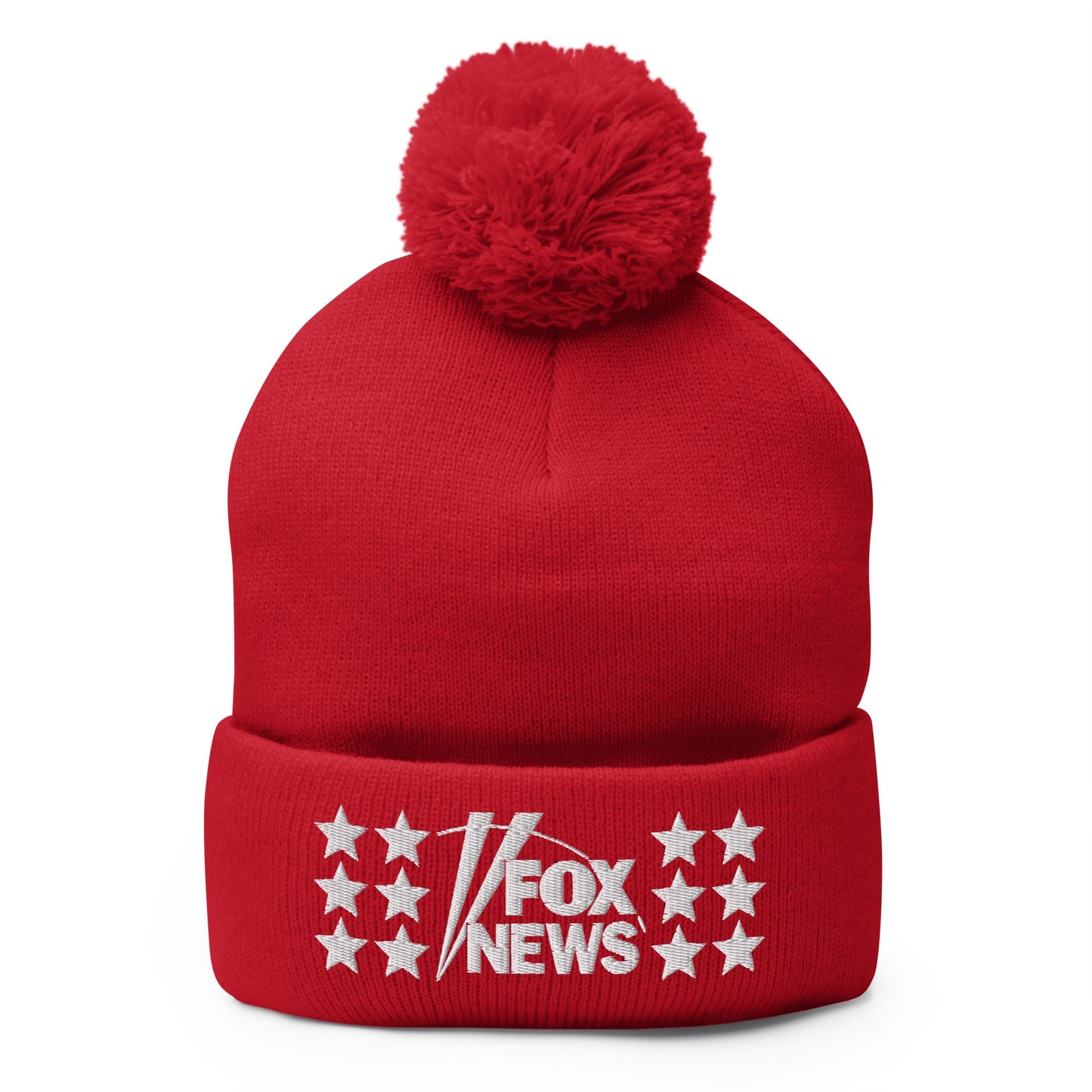 FOX News Embroidered Pom Pom Beanie