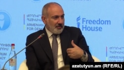 Prime Minister Nikol Pashinian attends the Armenian Democracy Forum on July 1.