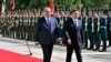 Tajik President Emomali Rahmon (left) meets his Kyrgyz counterpart Sadyr Japarov in Dushanbe on June 29.