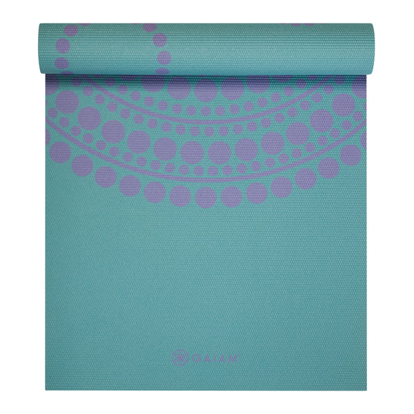 Gaiam Premium Reversible Aqua Trance Yoga Mat (6mm) top rolled