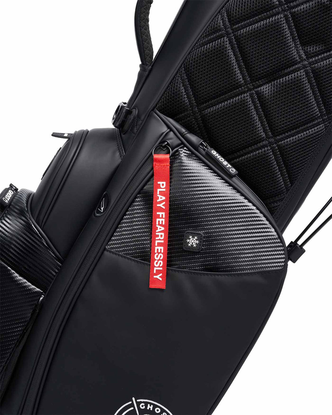 RONIN Black and Carbon Fiber Accents Golf Bag with Red Tags