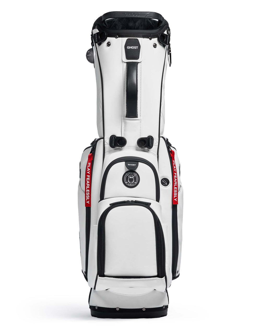 SAYA White Leather Golf Bag with Red Tags