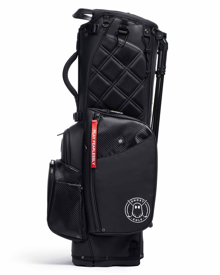 RONIN Black and Carbon Fiber Accents Golf Bag with Red Tags