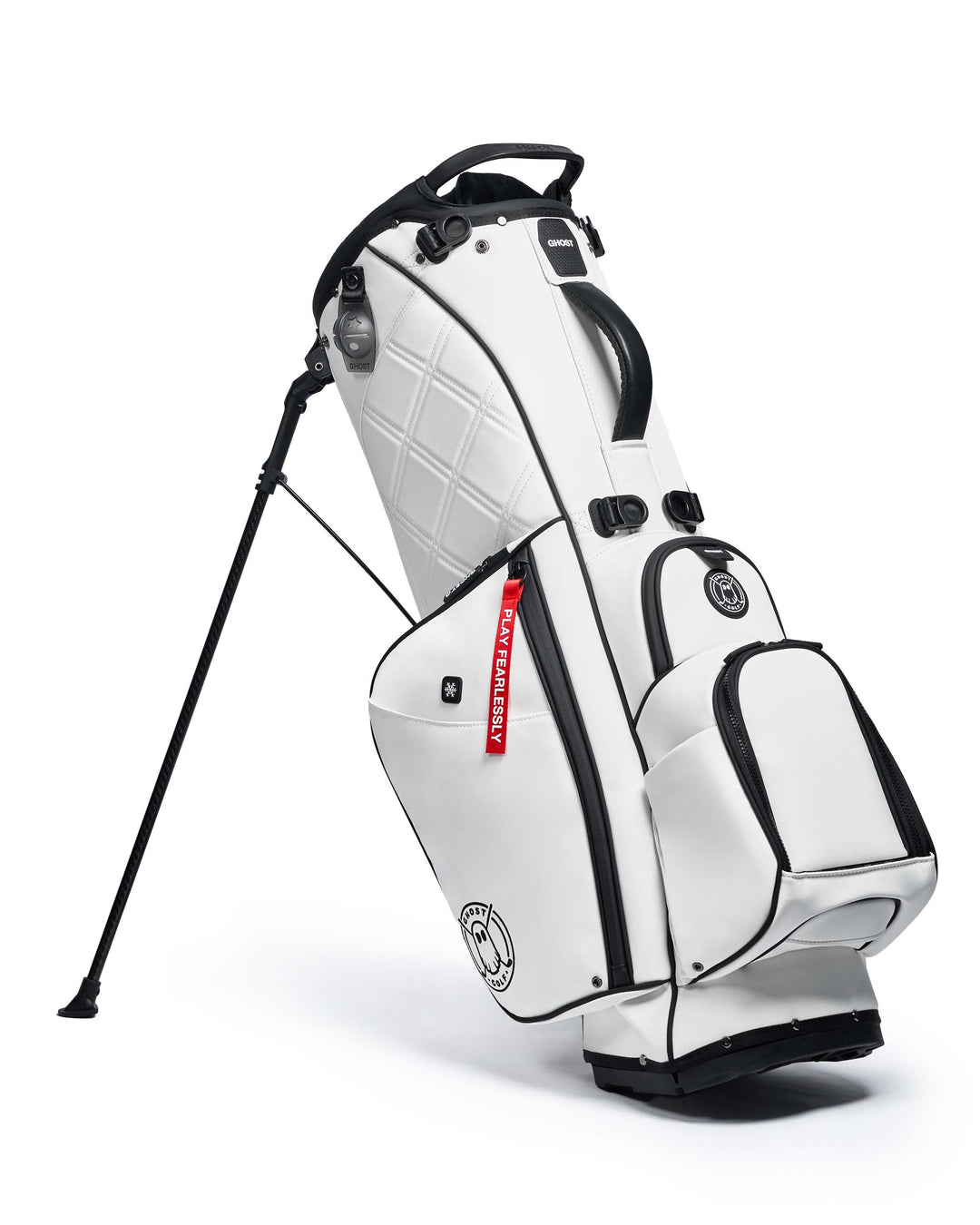 SAYA White Leather Golf Bag with Red Tags