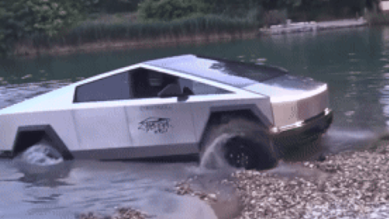 Cybertruck Serves Briefly As Sinking Boat While Stuck in Lake