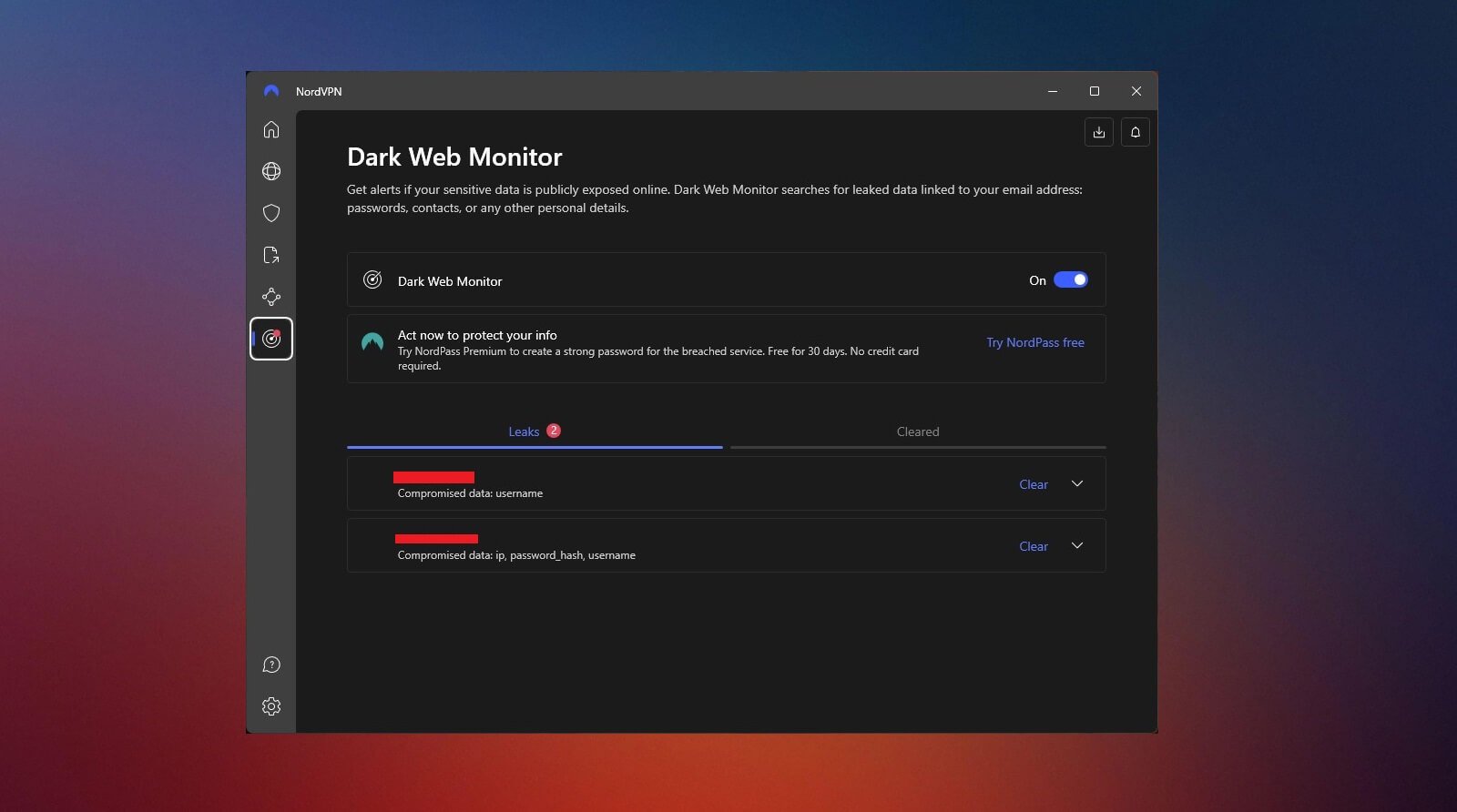 Nordvpn Dark Web Monitor