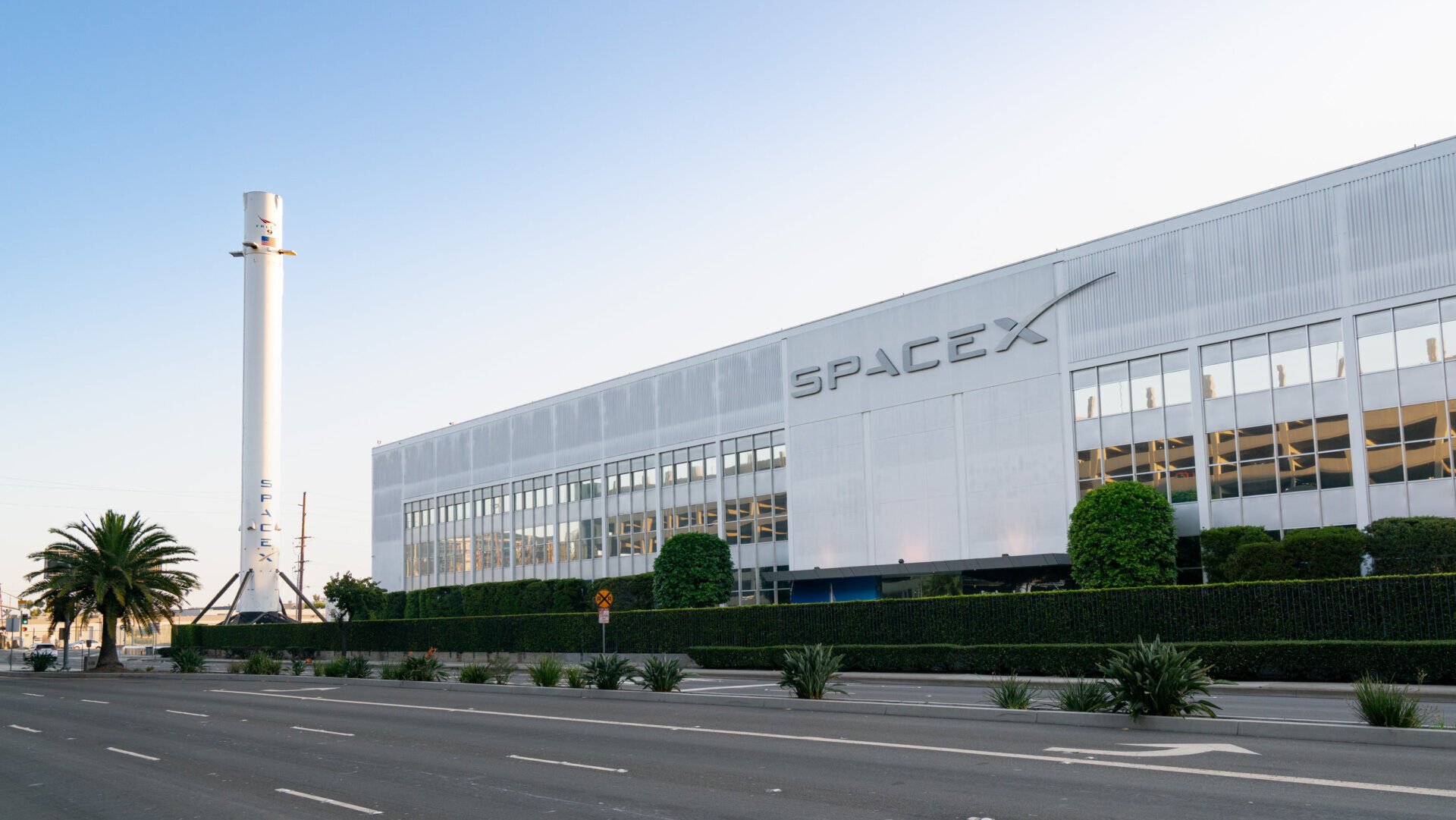 General view of SpaceX headquarters on August 03, 2020 in Los Angeles, California.