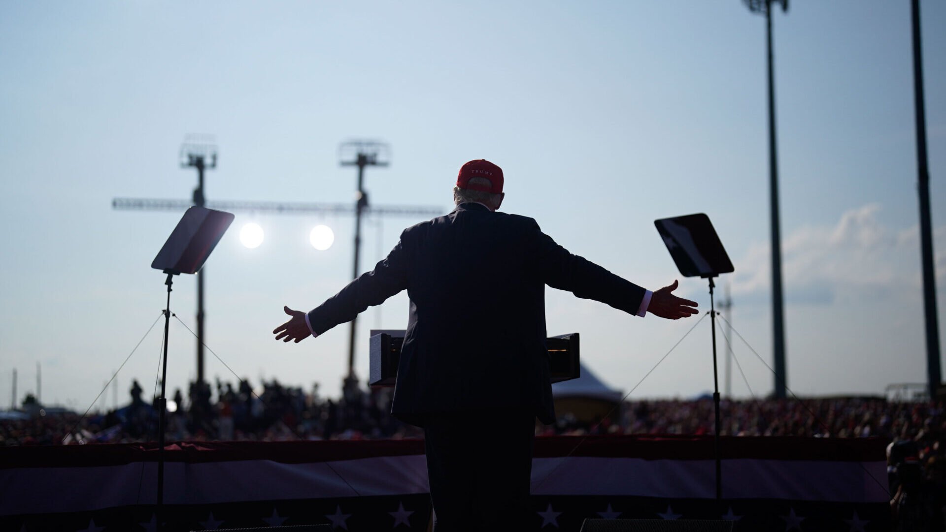 Donald Trump speaks during a campaign rally in Butler, Pa on Saturday, July 13, 2024.