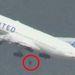 Screenshot from a March flight where a United Airlines flight lost a wheel shortly after takeoff.