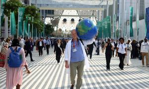 Muitos participantes marcaram presença nas atividades do “Dia da Saúde” na COP28, em Dubai. Joseph Vipond, retratado aqui, representa a Associação Canadense de Médicos para o Meio Ambiente, que não tem fins lucrativos