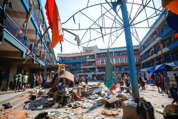 Schools-turned-shelters in Gaza have suffered serious damage in strikes.