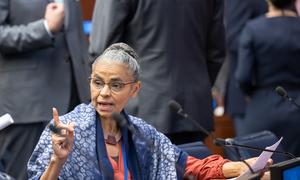 Marina Silva, ministra do Meio Ambiente do Brasil discursa na Cúpula da Ambição Climática da ONU 