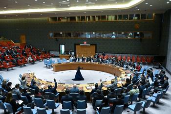 Security Council members vote on a draft resolution on the mandate renewal of the 1718 Committee Panel of Experts monitoring the sanctions imposed by the Security Council on the Democratic People’s Republic of Korea.