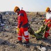 Iranian Red Crescent, and other relief organizations, participate in an operation to transfer dead bodies after a Ukrainian plane crashed in Tehran, Iran.