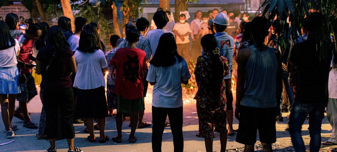 People holding a vigil in Yangon, Myanmar (file photo).