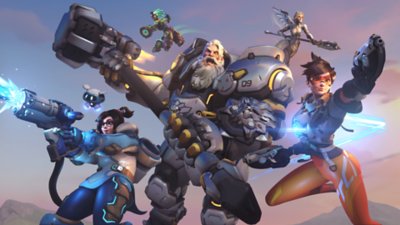 Screenshot van Overwatch 2 met poserende personages