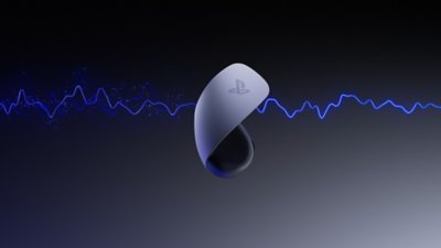 En PULSE Explore-earbud, der viser lyd, som flyder igennem den