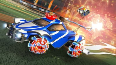 サッカーのピッチ上に配置された車を絵がいなRocket Leagueのキーアート