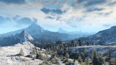 A The Witcher 3: Wild Hunt egy színes táj előtt