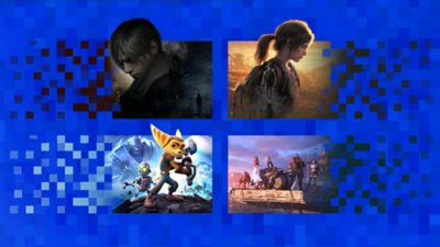 Imagini artistice cu cele mai bune remake-uri moderne pentru PlayStation, cu Resident Evil 4, The Last of Us Part I, Ratchet & Clank și Final Fantasy VII Remake