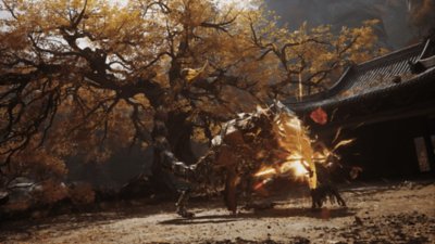 Black Myth: Wukong – snímek obrazovky zobrazující boj s monstrem podobným škorpiónovi