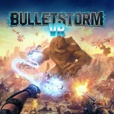 صورة فنية من لعبة Bulletstorm VR تُظهر أسلحة تفجّر أحد الوحوش