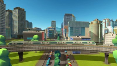 Екранна снимка на Cities: VR показваща градски пейзаж