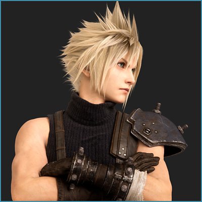 Final Fantasy VII Rebirth nøglegrafik af Cloud Strife.